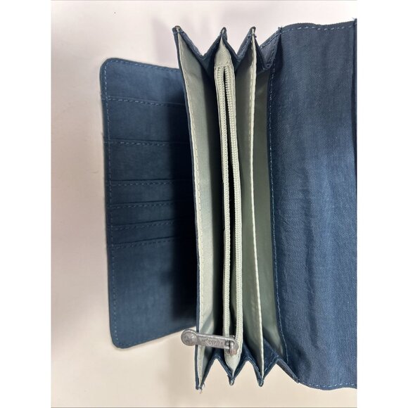 KIPLING TEDDI Wallet Large Organizer Teal/blue Zipper Snap Style# AC2378 - Picture 6 of 8